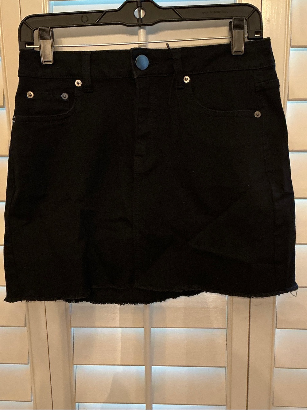 NOBO Black Denim Mini Skirt with Raw Hem